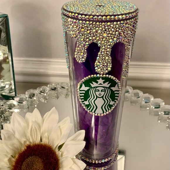 Starbucks Tumbler Dripping Effect studded Bling